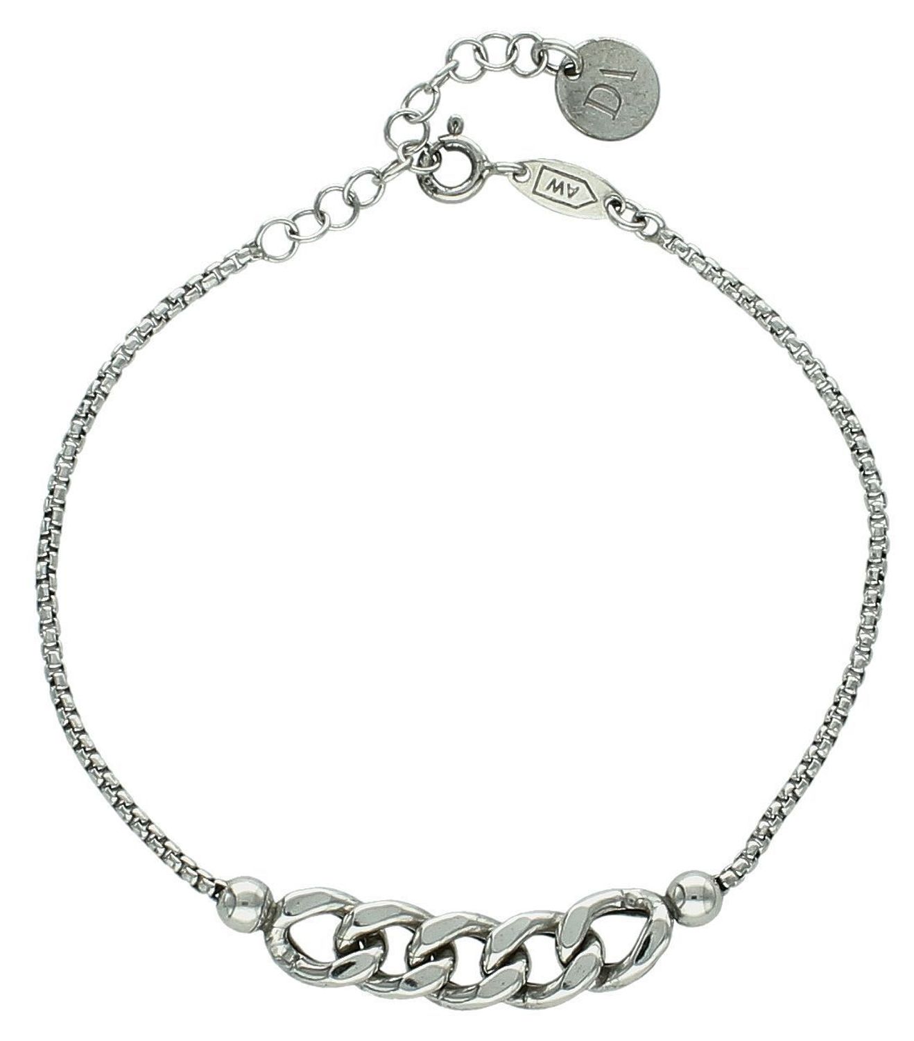 Bransoletka srebrna damska pancerka na łańcuszku 25001S. Bransoletka Dall'Acqua wykonana ze srebra próby 925. Bransoletka w swojej prostej formie sprawdzi się więc jako dodatek na wyjątkowy prezent dla kobiet.1.jpg